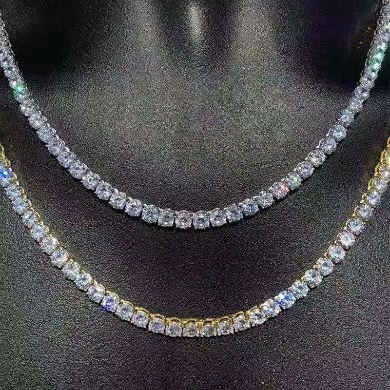Hot-Selling Mens Punk Necklace Single-Row Moissanite vvs1 Diamondlac Fashionable Link Chain Hip-Hop Style Accessory