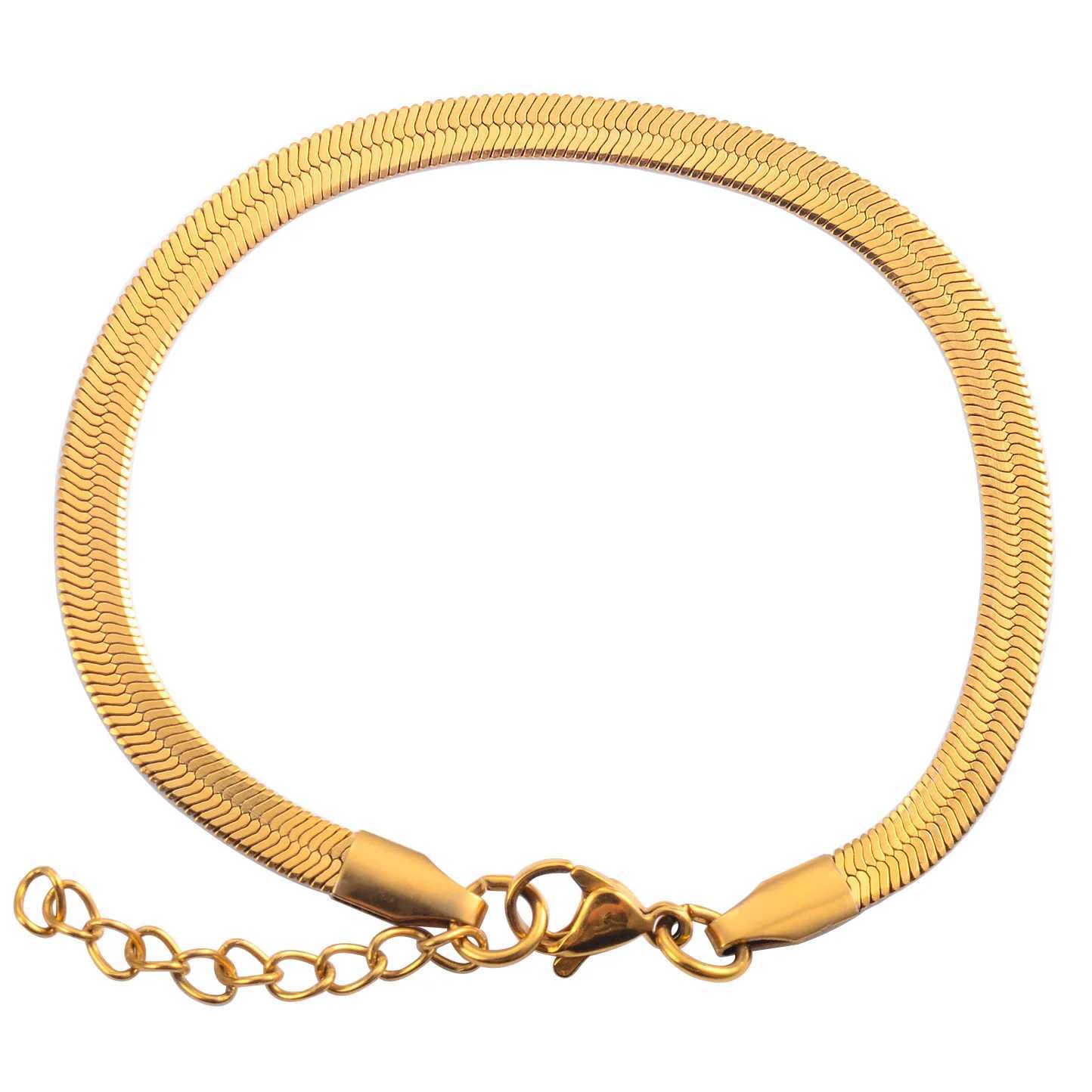 Women Stainless Steel Flat Blade Chain Bracelet for Hand Foot Jewelry Accessories Bangle for Ladies Girl Anklet with Extension XJ250707