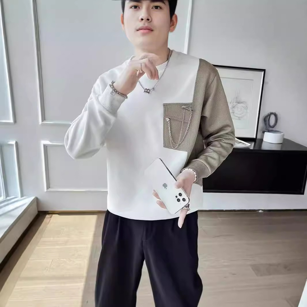 Autumn T-shirt For Men, Cool And Handsome 2025 New Spring And Autumn Workwear Designer Short Sleeves Pocket Top, Heavyweight Jacket With Trendy Brand 