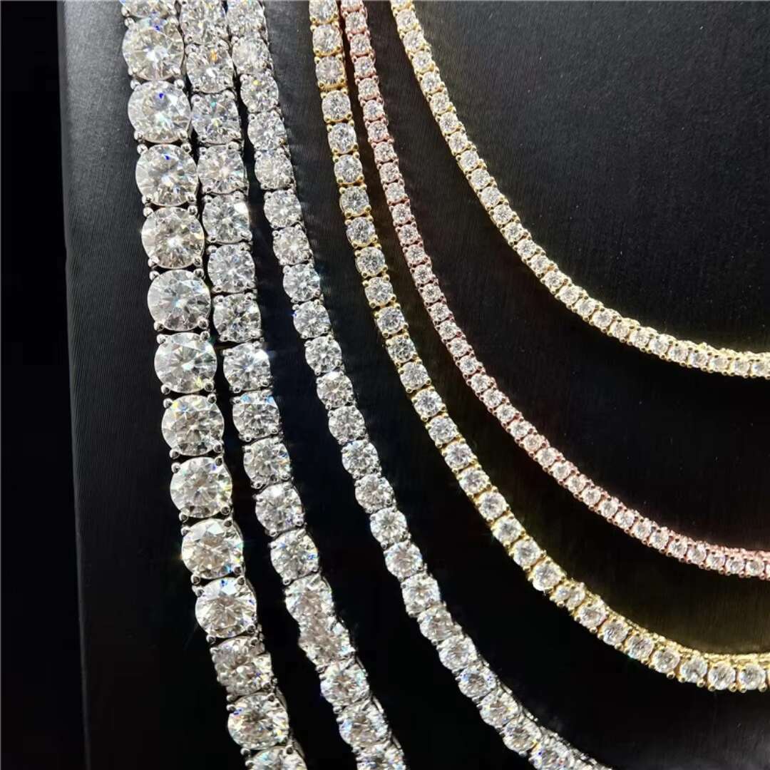 4mm vvs1 Factory Custom Made Accept Wholesale Baguette Cut 925 Sterling Silver Mossinate Cuban Tennis Chain