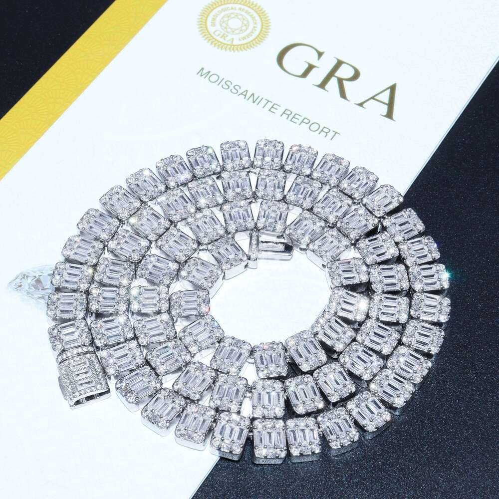 2024 Factory Price Silver With Gold Plated VVS D Color Moissanite Diamond Tennis Chain for Hip Hop Jewelry for Gift