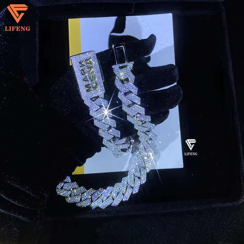 18mm 3-Rows Cuban Link Necklace for Men Custom Clasp 18K White Gold Plated Solid 925 Silver VVS Moissanite Diamond Miami