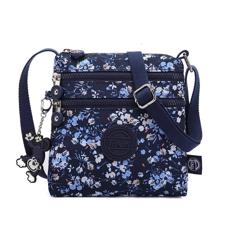 2024 Flower Summer Nylon Men Women Shoulder Messenger Bag Cross Body Phone Purse Lightweight Blue Grey Black Red Purple M0908 ddmynov