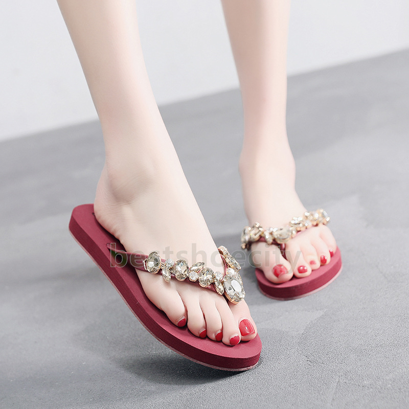 crystal glitter slippers beach slides summer flip flops womens sliders fashion casual flats slipper daily soft mules durable anti-slip designer sandal