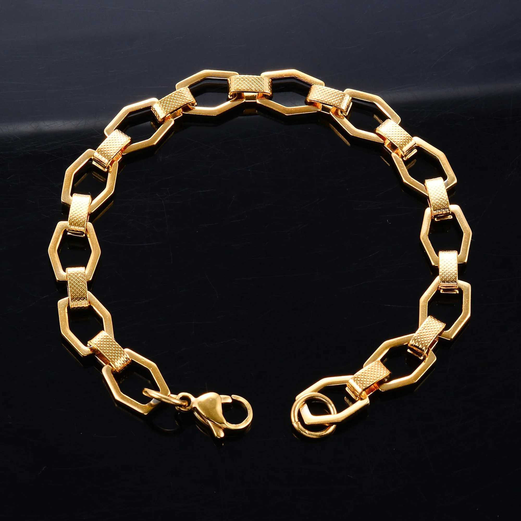 9mm Stainless Steel Link Hexagon Hand Chain Bracelet for Women Men Hip Hop Rock Punk Boy Wristband Anklet Metal Jewelry AccessoryXJ250707