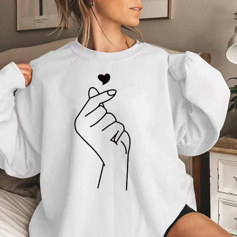 Womens O Neck Tops Heart Printing Sweatshirt Casual Jogging Pullover Daily Commute Party Clothing s Loose Tracksuit 250703
