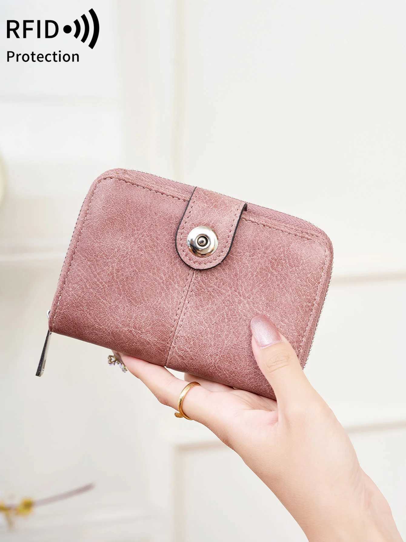 New Wens Wallet Trifold RFID Short Wallet Fi Large Capacity Buckle Zipper Coin Wens Coin Purse Card Holder Y250707