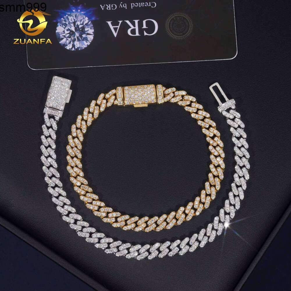 6Mm Hip Hop Jewelry Necklace Iced Out Sterling Sier VVS Moissanite Cuban Link Bracelet