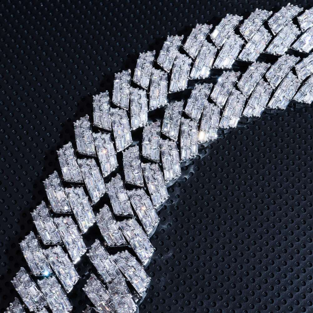 20mm Custom S925 Hip Hop Jewelry Iced Out Necklace Cuban Chain Iced Out Moissanite Diamond Bracelet Link Chain
