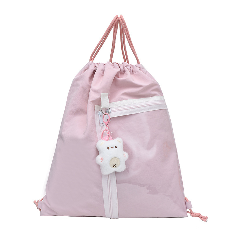Free shipping designer 2025 New Large Capacity Drawstring Backpack Ins Korean Style Polka Dot Transparent Bag Versatile Cute Single Shoulder Bag for W