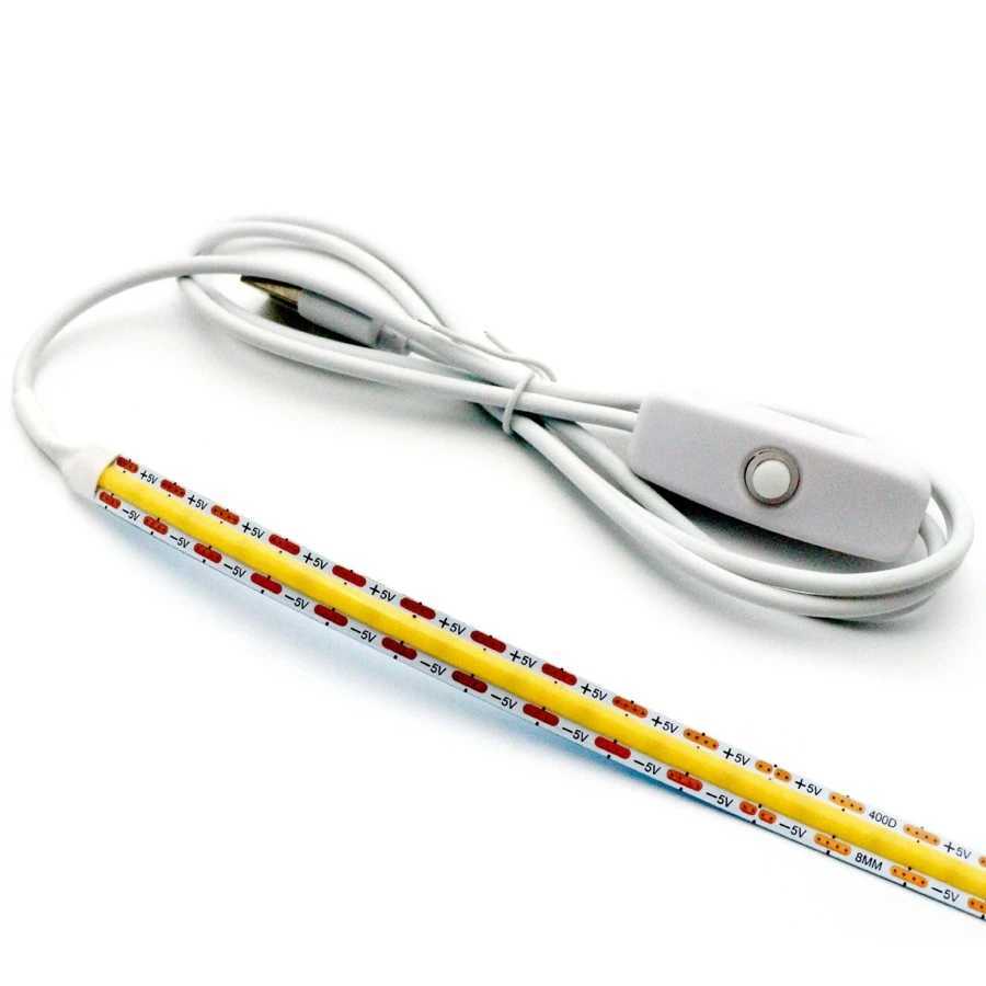 COB USB LED Strip Light with Switch Decoration Lighting Tape for House Room Backlight 1M 2M 3M Ribbon W250701