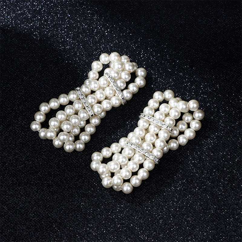 3 Rows Imitation Pearl Glass Bracelet Elasticity Bracelet Simulated Pearl Multilayer Beaded Bangles Women Jewelry XJ250707