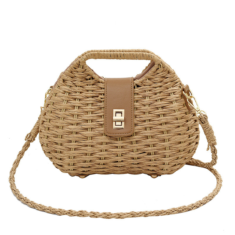Free Shipping Designer Handheld Straw Woven Bag Women's New Vacation Casual Beach Bag Versatile Stylish Woven Crossbody Bag Luxury Shopping Bag