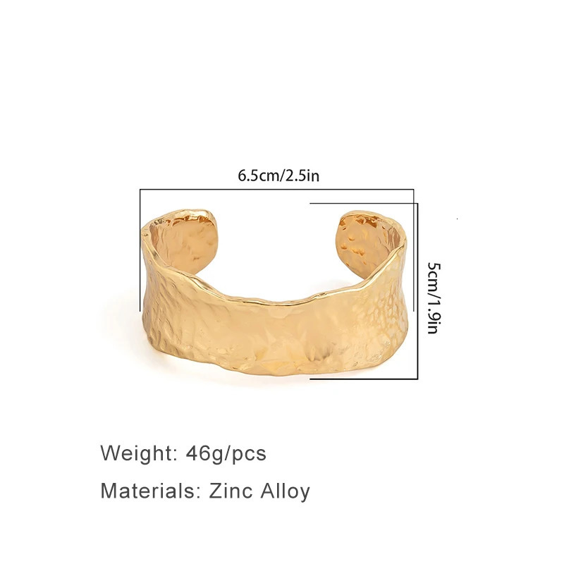 Heavy Hammered Metal Cuff Bangle For Women Fashion Jewelry Irregular Trendy Basic Style Holiday Accessories Party Gift C1402 250701