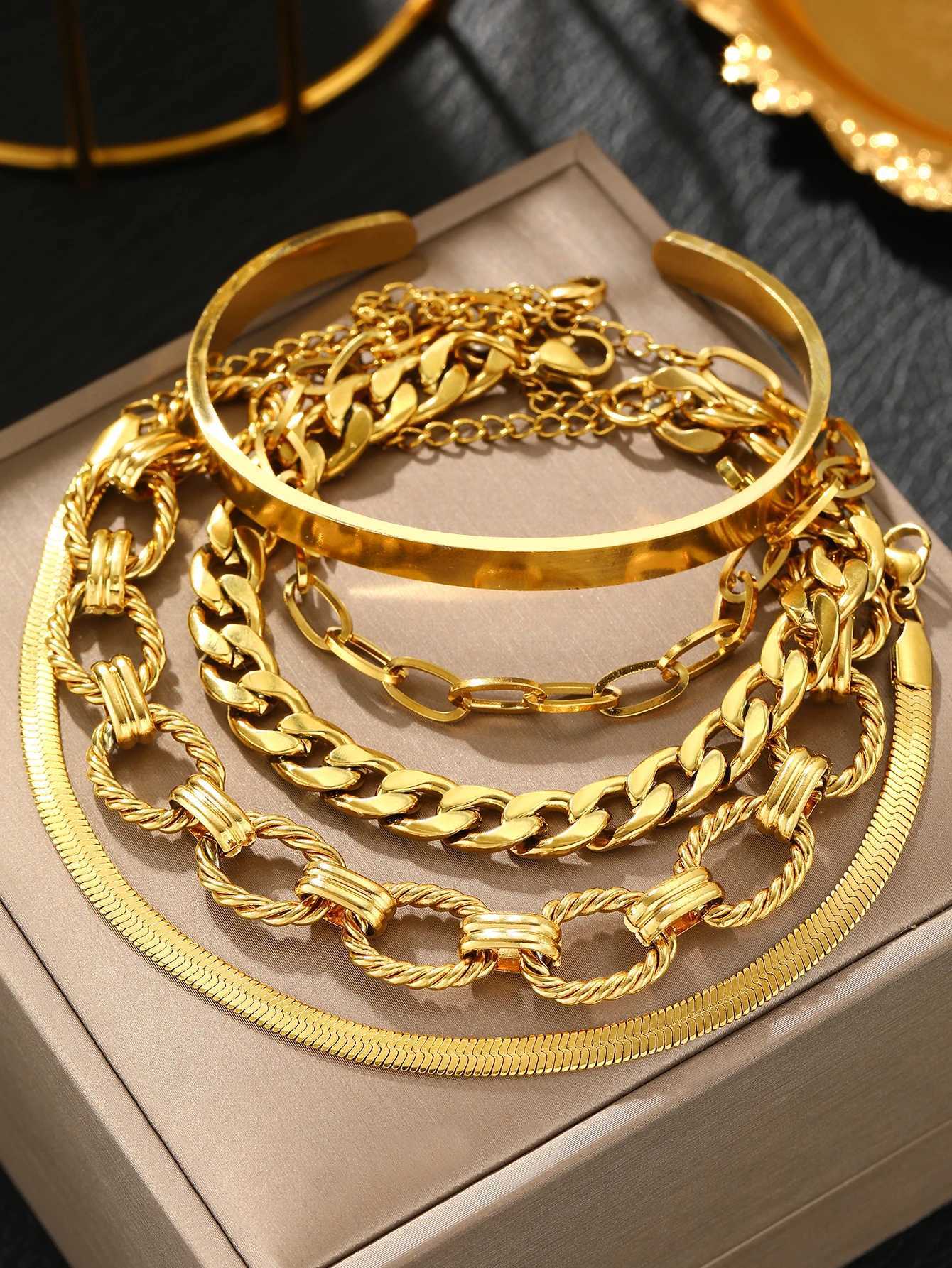 Stainless Steel Jewelry Set Five Bracelets Set Classic Ornate Design Jewelry Set For Women Jewelry Fashion New Products Gifts XJ250707