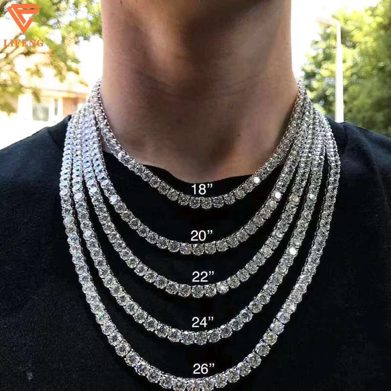 Cheapest Price Hip Hop 925 Sterling Silver 3mm 4mm 5mm 6mm 8mm VVS Moissanite Diamond Necklace Moissanite Tennis Chain