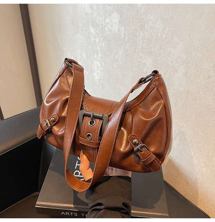 Shoulder bag crossbody bag retro style 2025 women's new hot girl motorcycle bag wasteland style worn out
