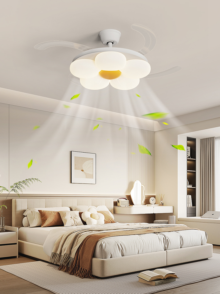 Modern Ceiling Fan with LED Light for Home Decor Flower Invisible leafless