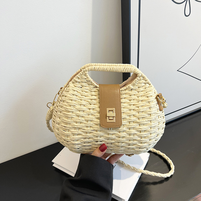 Free Shipping Designer Handheld Straw Woven Bag Women's New Vacation Casual Beach Bag Versatile Stylish Woven Crossbody Bag Luxury Shopping Bag