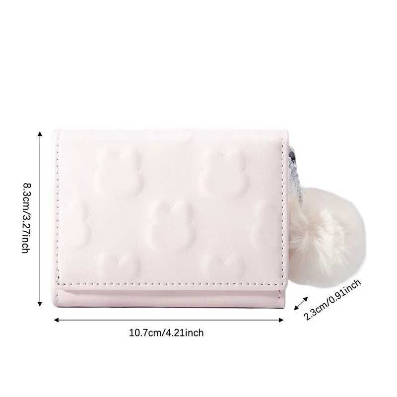Carto Small Wallet Cute Korean Short Wallet Mens Solid Color Cute Rabbit Pattern Simple Multi Card Bag Zero Wallet Y250707