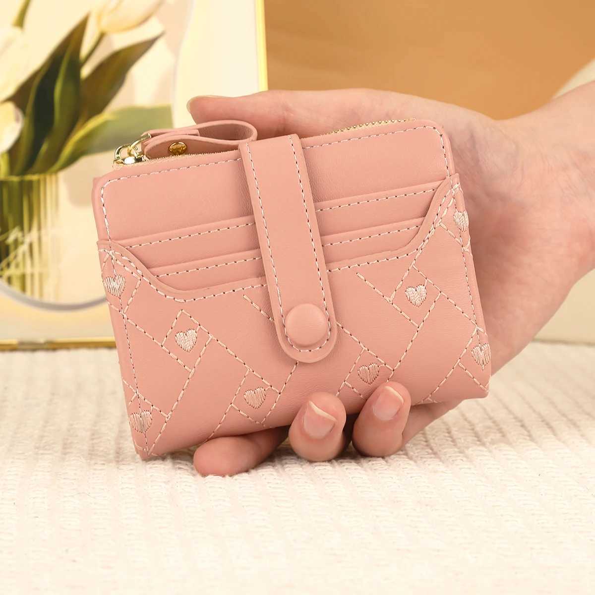 Wens Short Wallet with -shaped Embroidery Thread Zero Wallet Zipper Buckle Wens Mti Card Slot Card Bag Fia Y250707