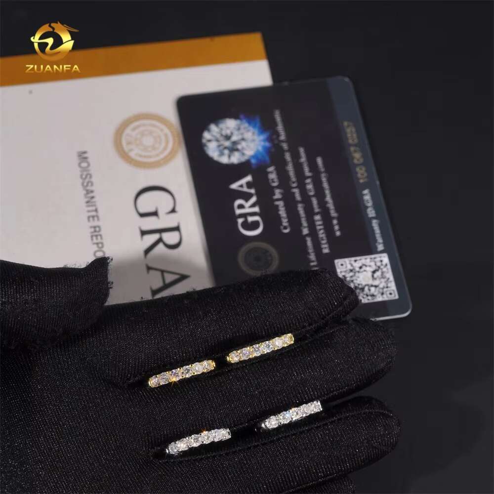 Hot Sale 925 Sterling Silver 3mm Moissanite Diamond GRA Certificate Gold Plated Hoop Earrings