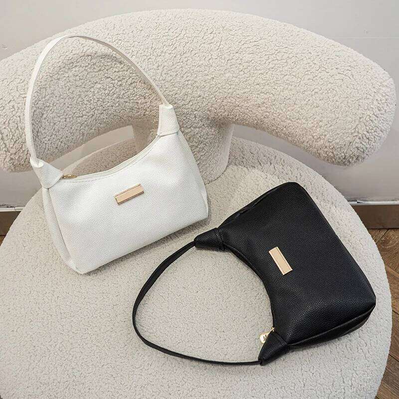New Women's Retro Solid Color PU Leather Handbag Fashion Shoulder Underarm Casual Hobos Bag for Ladies
