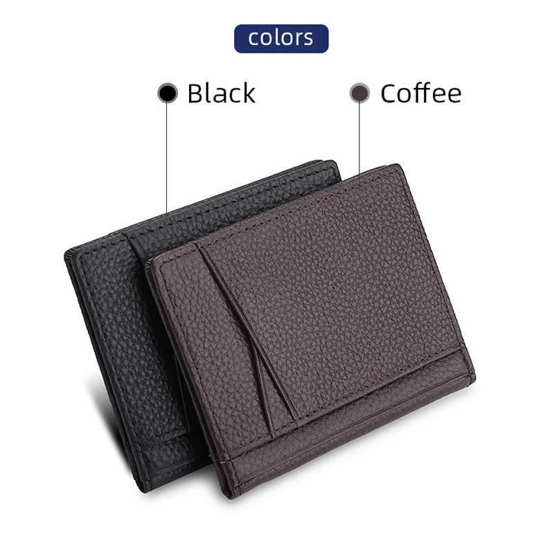 YUECIMIE Super Slim Soft Wallet Genuine Leather Mini Holder Wallets Purse Thin Small Card Holders Men Wallet Y250707