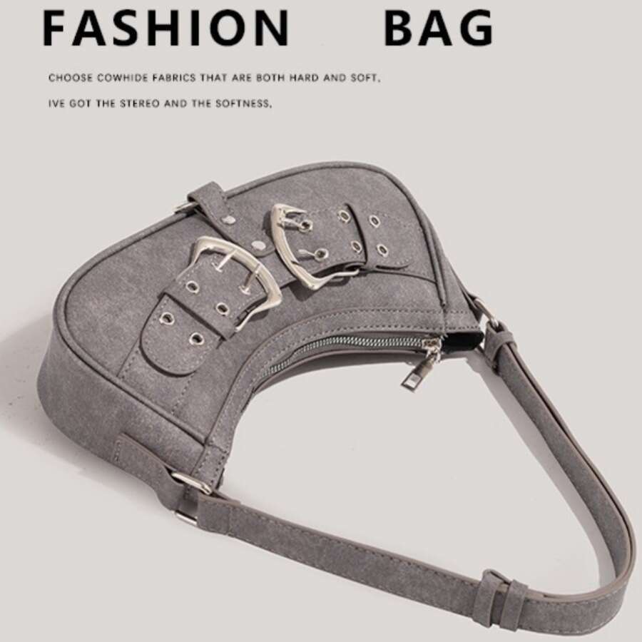 Fashion handbag 2025 new women's shoulder crossbody bag punk style armpit bag high-end feel bag