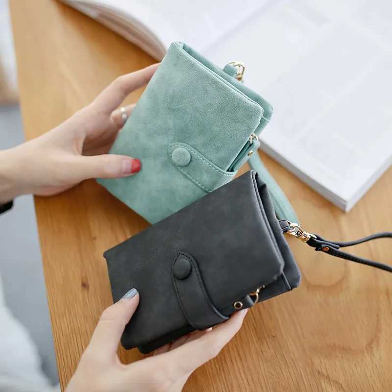 Wen Fi Matte Short Wallet PU Leather Zipper Hasp Frosted Ladies Purses Mey Coin ID Card Holder Girls Cute Cluh Y250707
