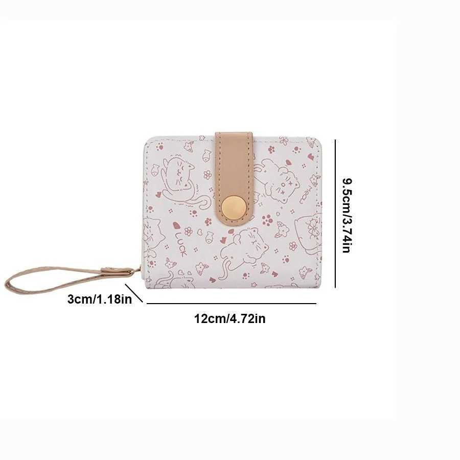 Cute Printed Coin Purse Wen Girl Fi Short Wallet PU Leather Wallet Lightweight ID Card Holder Travel Coin Bag Y250707