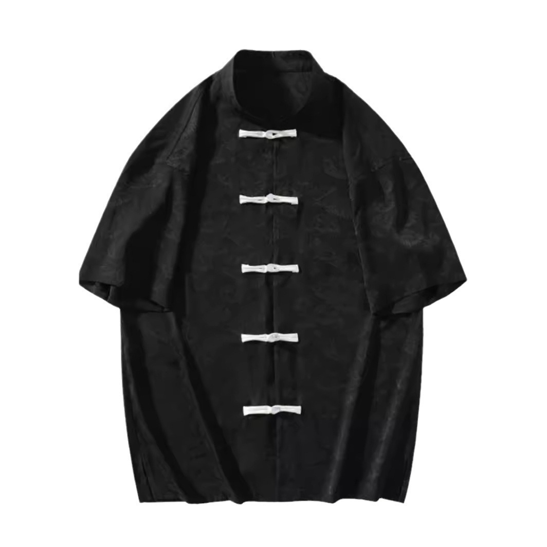 Chinese Style Tang Suit Short Sleeve Shirt Men Designer Short Sleeves Summer Thin Stand Collar Half Sleeve Shirt Versatile Trendy Loose Men's Jac