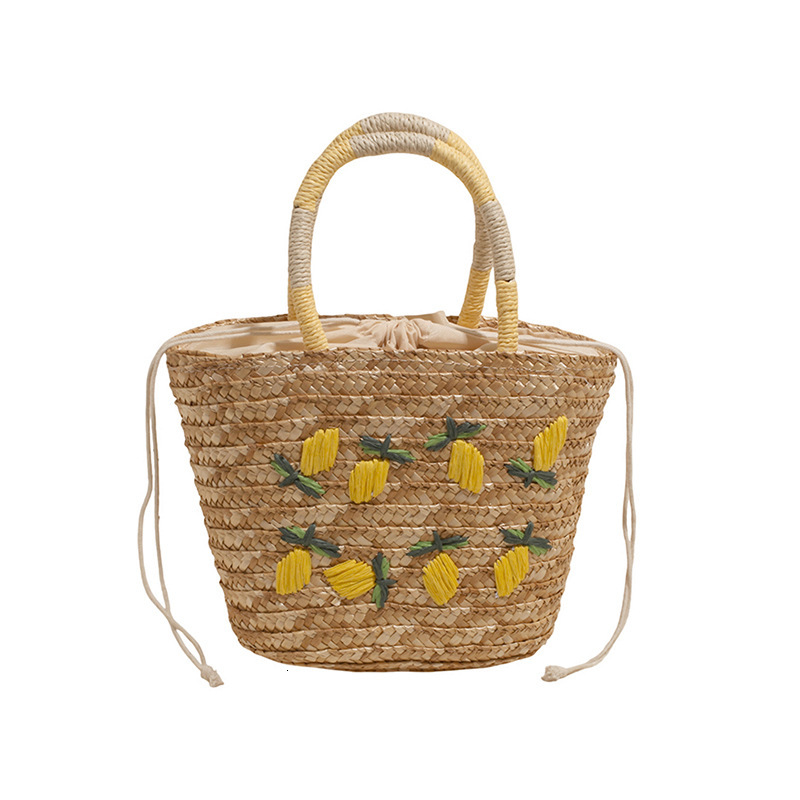 Free shipping designer 2025 New Straw Bag for Women Versatile Shoulder Bag High-End Commuter Handbag Tote Bag Lemon Embroidery Woven Bag