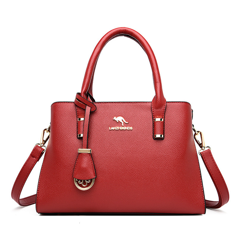 Free Shipping Lanzhi Xin Kangaroo 2025 Designer's New Fashionable Multifunctional Soft Leather Large Bag Shoulder Bag Middle-aged Mother Bag Wome