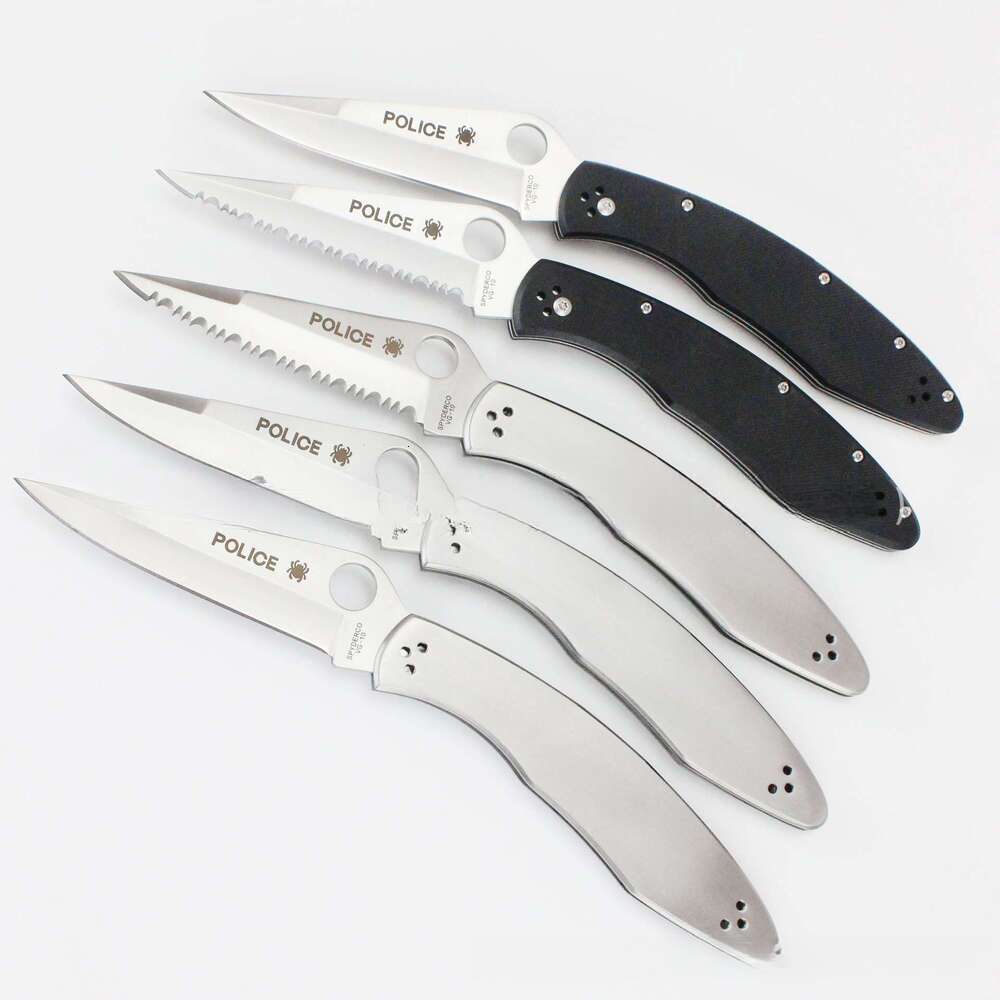Police C07 EDC Tool G10 Steel Handle Outdoor Mountaineering Camping Folding Knife