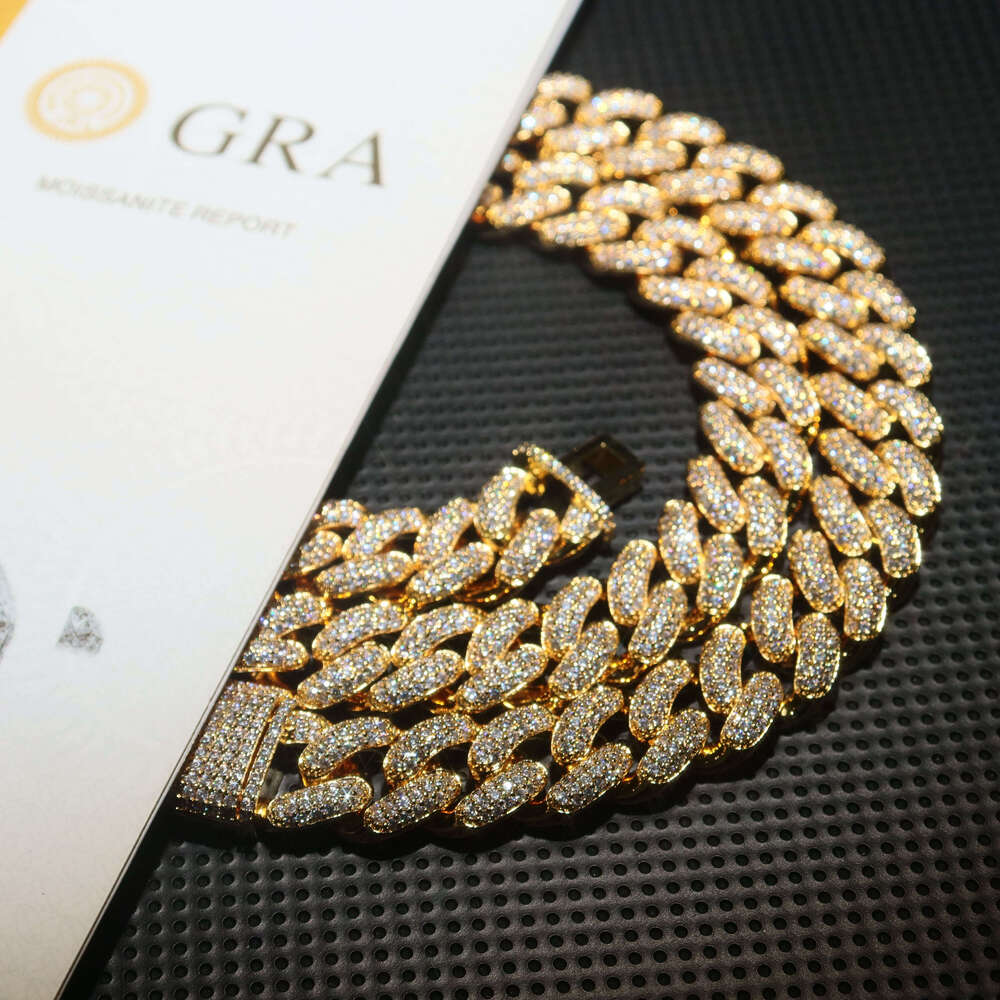 2023 High Quality Miami Cuban Link Necklaces in Silver 925 Gra Certificate for Men Bling Ice Out Hip Hop Jewelry