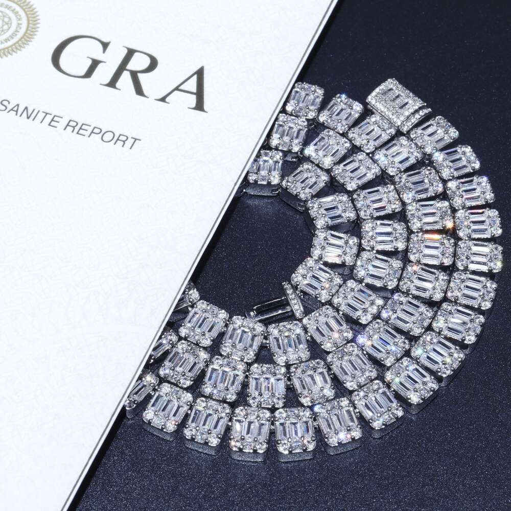 2024 Factory Price Silver With Gold Plated VVS D Color Moissanite Diamond Tennis Chain for Hip Hop Jewelry for Gift