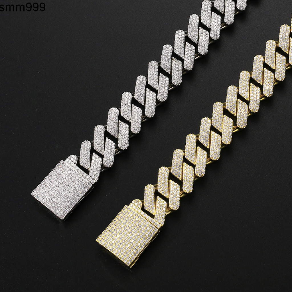 Custom Hip Hop Men Jewelry 925 Sterling Silver Cuban Link Chain Jewelry Necklace VVS Diamond Moissanite Diamond Cuban Chain