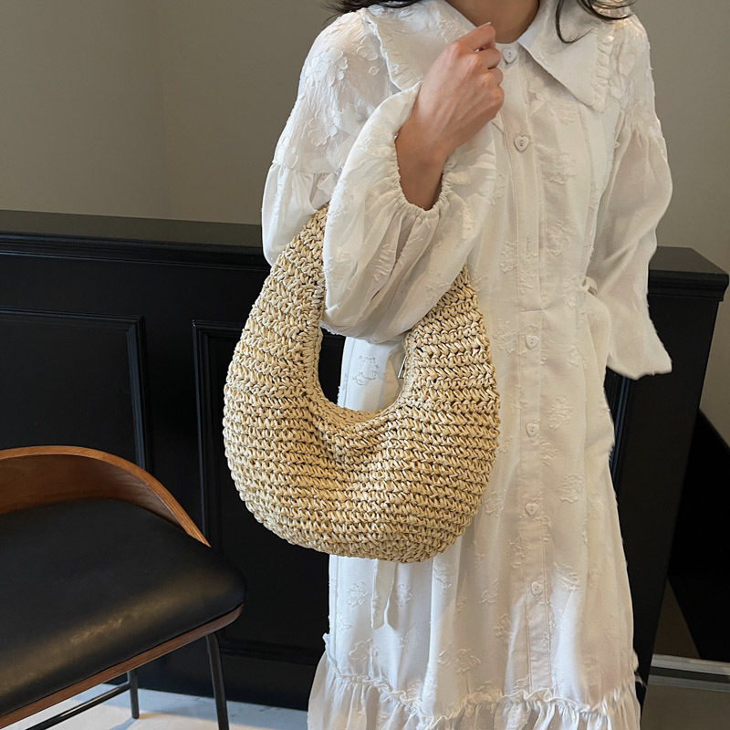 Free shipping designer Niche Crescent Bag Summer New Beach Vacation Style Handwoven Bag Casual Ins Handbag Straw Bag Dumpling Bag