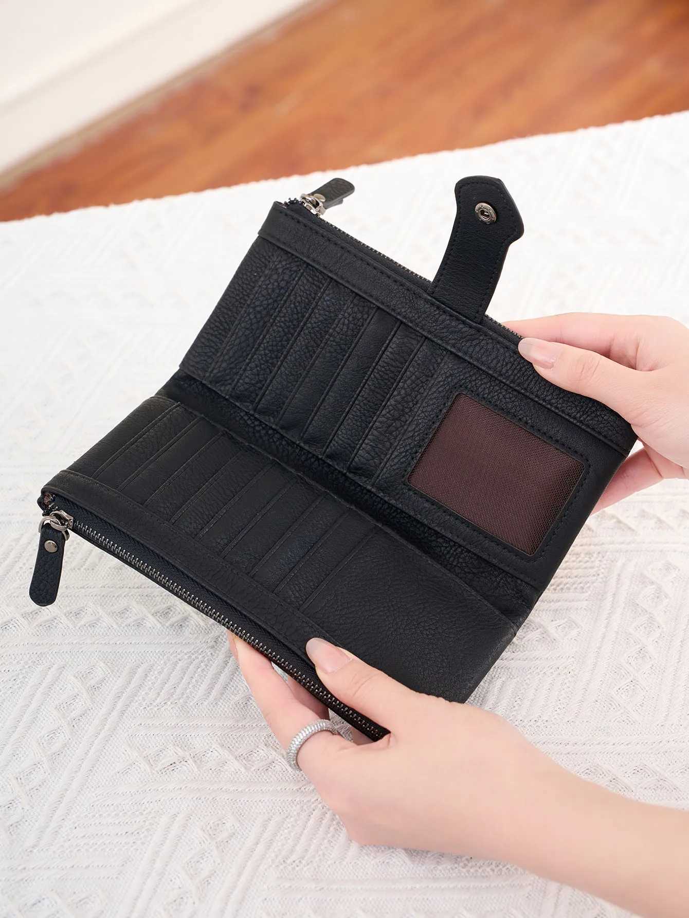 Lihi pattern mens and wens wallets double zipper lg wallet fiable large capacity holder coin purse Y250707