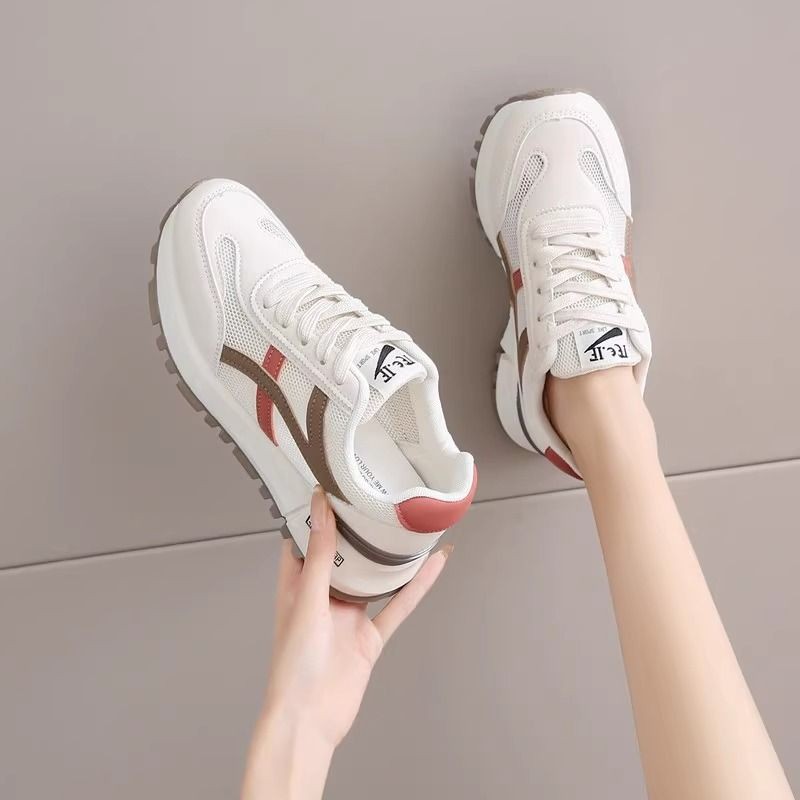 Women Casual Golf Shoes Non-slip Outdoor Walking Sneakers New Style Round Head Lace-Up Sports Casual Shoes Vintage White Shoes Lightweight Slip on Zap