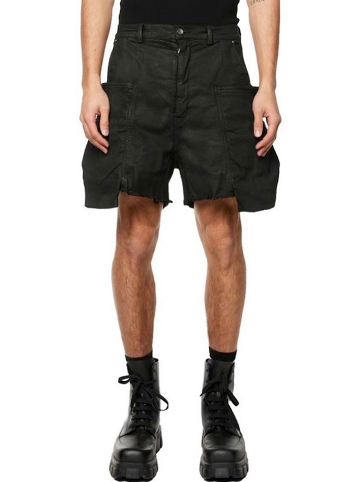 Men's Shorts Owen Seak Men Short Oil Wax Denim Jeans Casual Harem Cotton Gothic Clothing Summer Loose Black Size XL