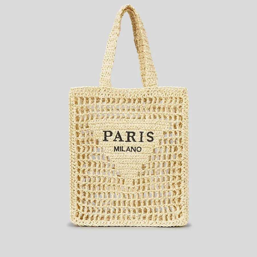 Fashion Hollow Out Straw Women Shoulder Bags Designer Letters Weave Lady Handbag Casual Handmade Summer Beach Bag Large Tote Bag Z250707