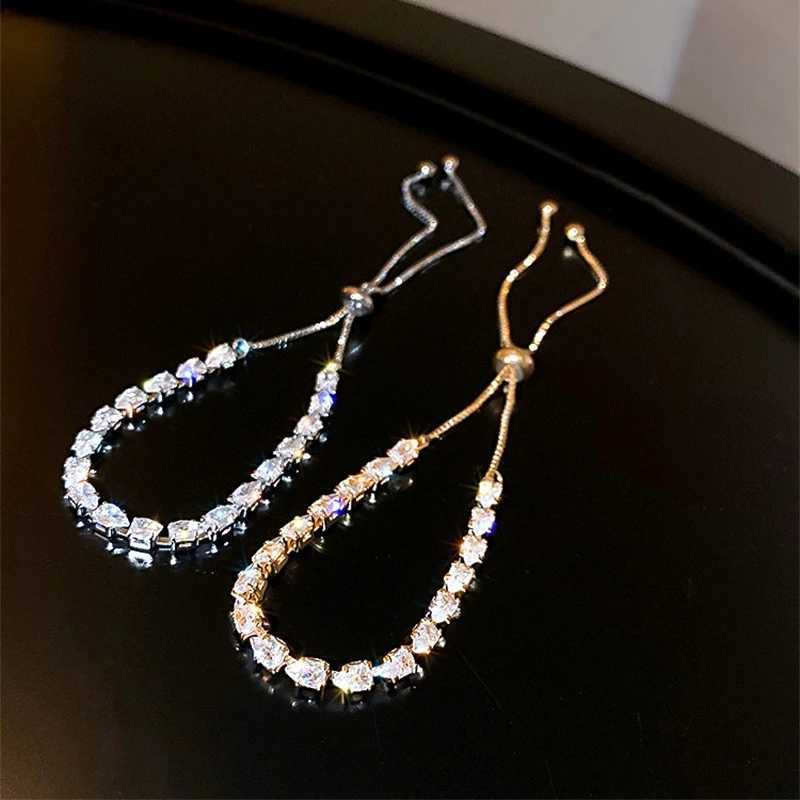 New Fully Inlaid Rhinestone Adjustable Gold Plated Shiny Womens Bracelet Fashion Droplet Shape Zircon Bracelet Jewelry Gift XJ250707