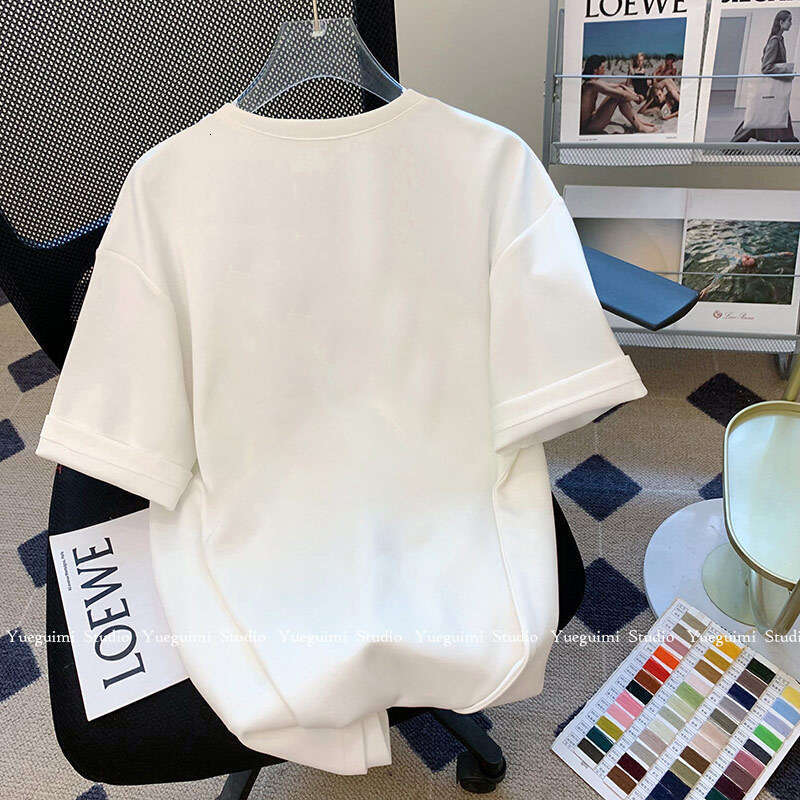 Summer New Fashion Versatile Short Sleeve Women's Cartoon Print T-Shirt Pure Cotton White Layered Inner Wear Korean Style Top B5