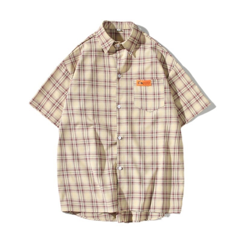 Short Sleeve Designer Short Sleeves Shirt Men High-end Summer Thin Trendy Japanese Style Men's Jacket Design Sense Niche Plaid Shirt