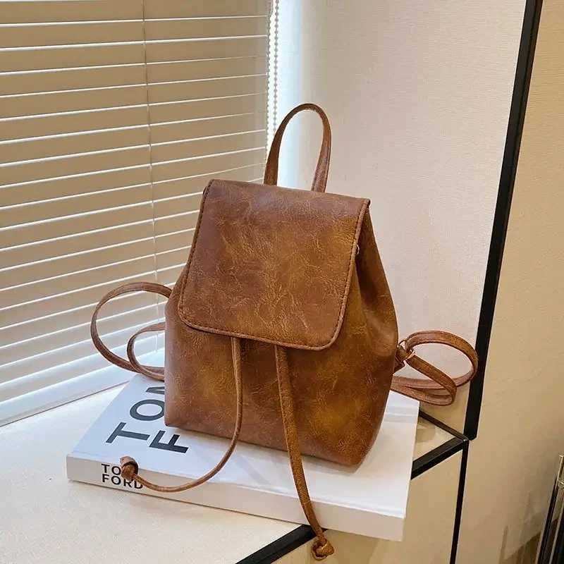 Artistic Brown Miniature Drstring Wens Backpack Spring Summer 2025 New Style Versatile Single Shoulder Bag Y250707