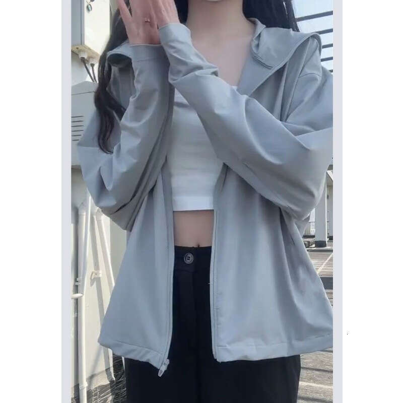 Ice Silk Clothing For Women Breathable Versatile Lightweight Jacket Outdoor Sunshade Loose Cardigan Sun Protection Garment B5