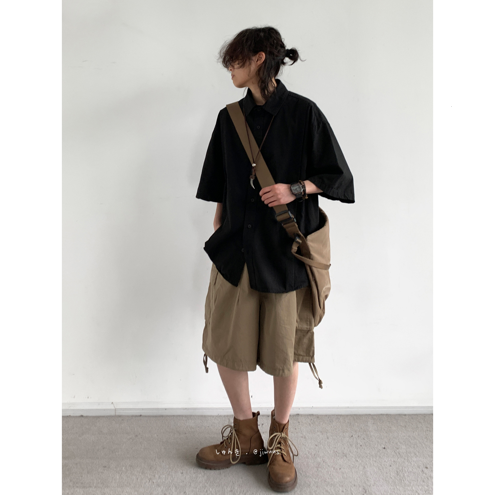 2025 Summer Japanese Designer Short Sleeves Retro Workwear Short Sleeve Shirt Men OOTD Outfit Youth Loose Casual Stylish Shirt
