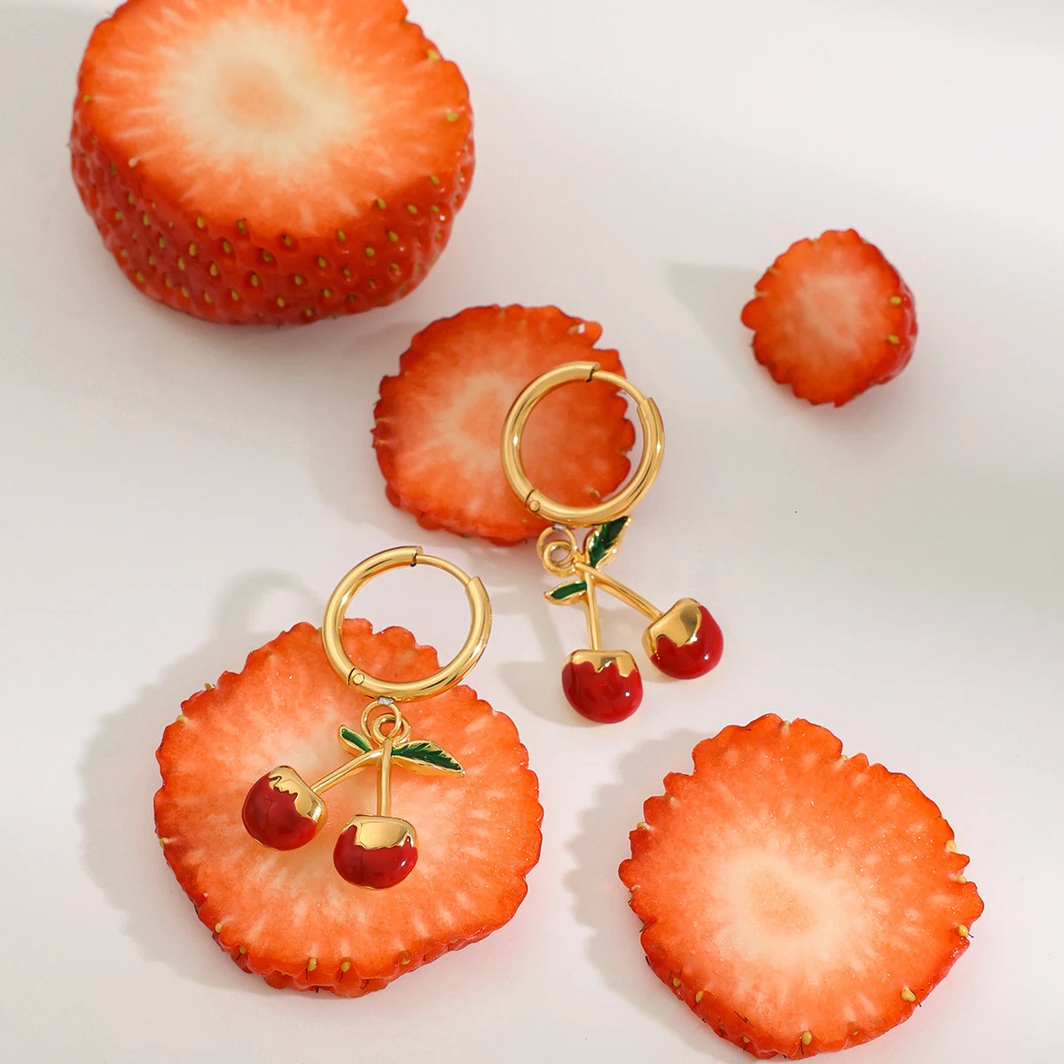 Youthway Color Sweet Cherry Drip Earrings Stainless Steel Waterproof Anti-Allergy Charm Jewelry Recommend Gift 2025 250701